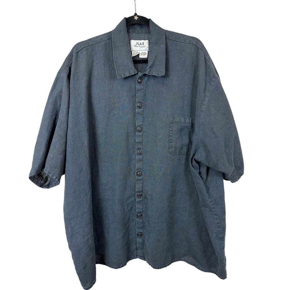 FLAX Jeanne Engelhart Black Linen Short Sleeve Tunic Top Size 22 Plus 2X